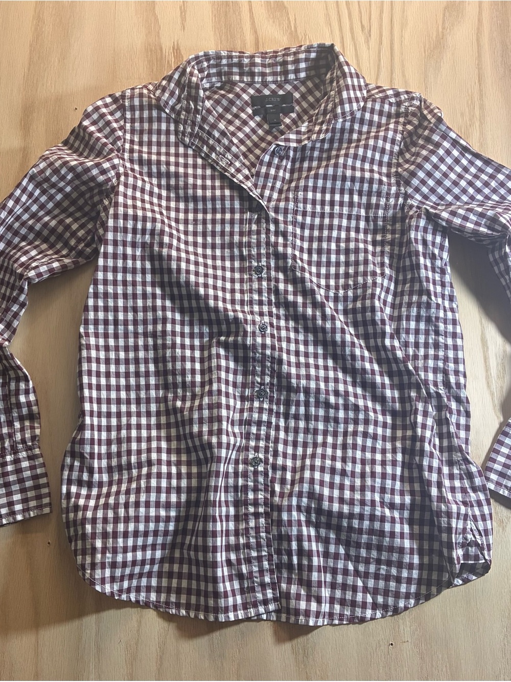 J. Crew Women’s Burgundy Check Button-Down Shirt - Size 0